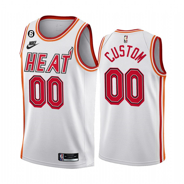 Men's Miami Heat Active Player Custom White 2022/23 Classic Edition With NO.6 Patch Stitched Basketball Jersey